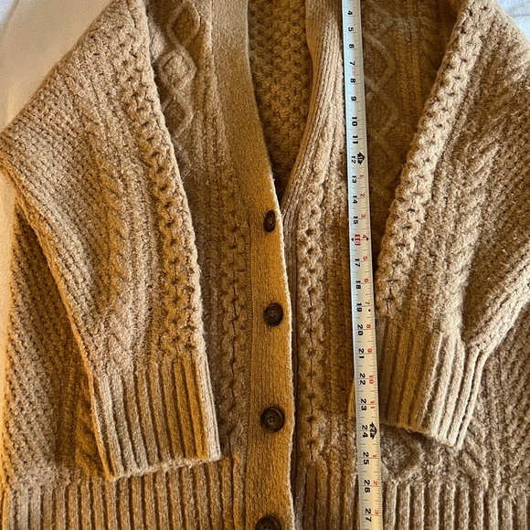 J. Crew $178 cable knit stretch camel cardigan sweater 2X - Picture 3 of 12